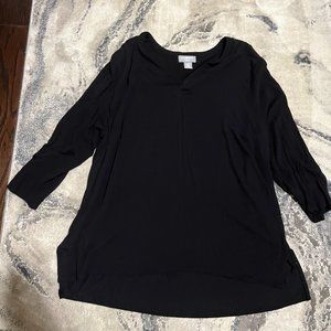 Liz Claiborne Studio Woman Black V-Neck blouse (Size 1X)